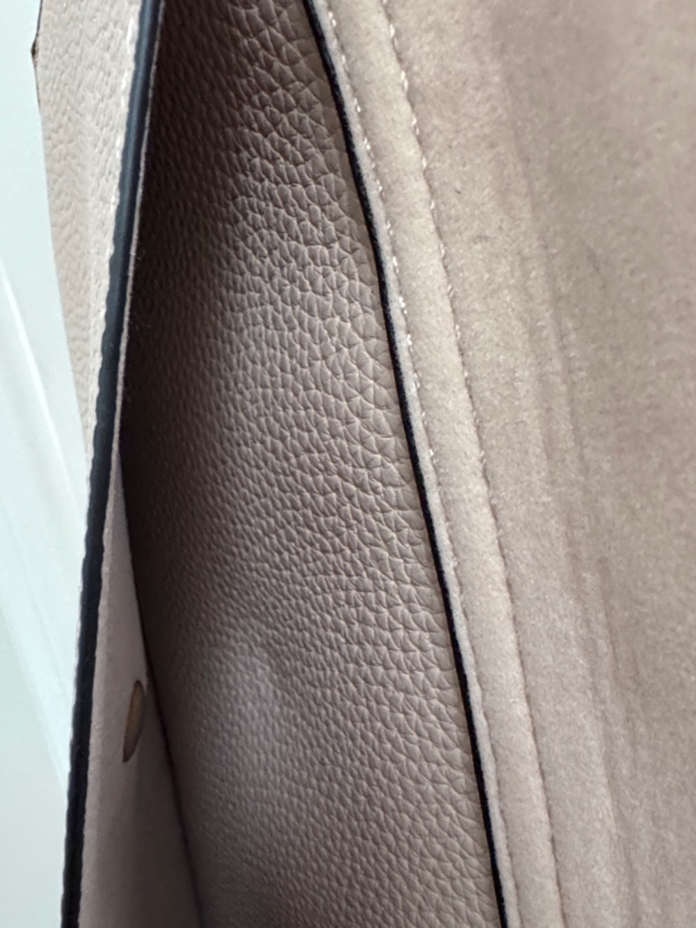 Taupe Pebbled Wristlet Clutch with Gold Lock Accent - Picture 5 of 6